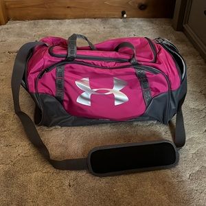 Pink under armour duffle bag
